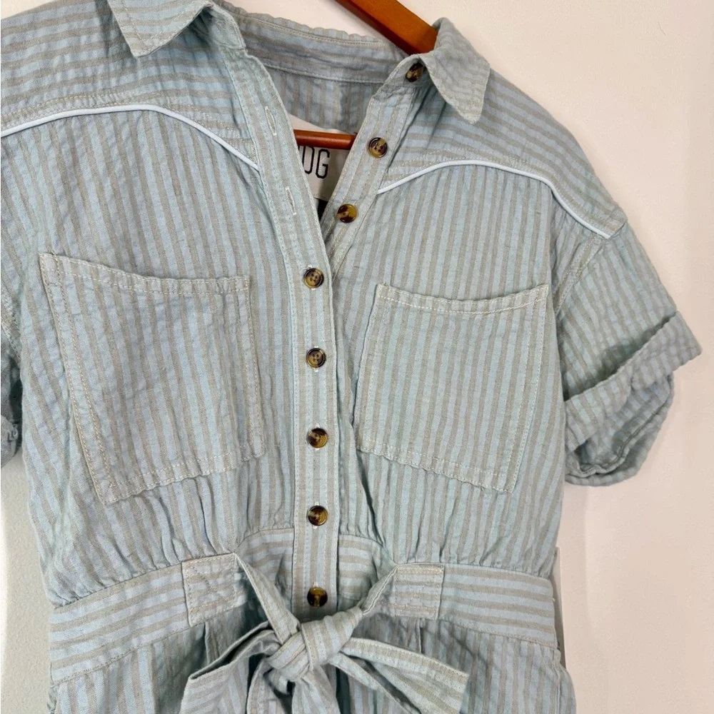 BDG Light Blue Striped Romper with a tie waist *NWT* - Picture 4 of 11